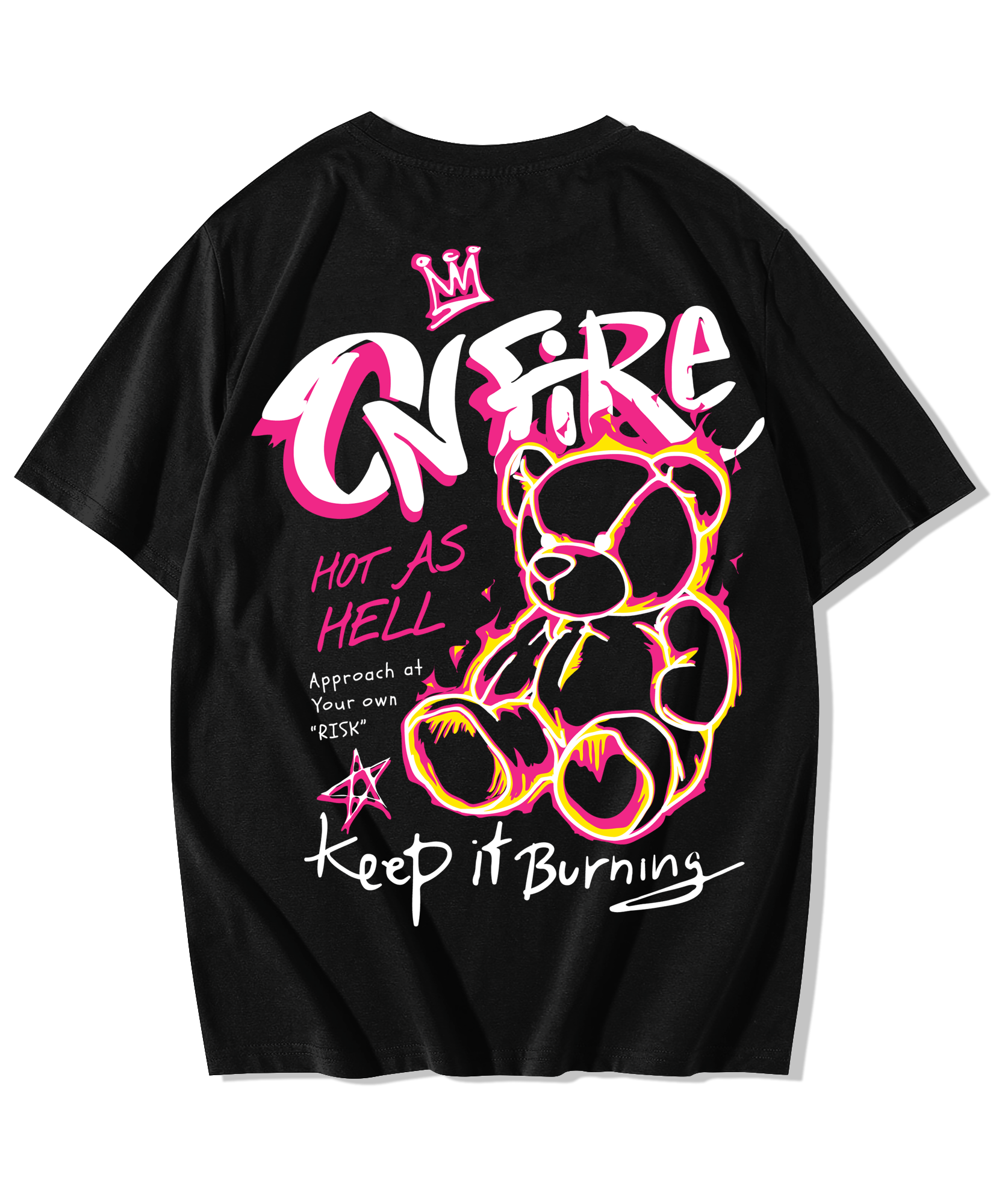 On fire printed Oversized T-Shirt